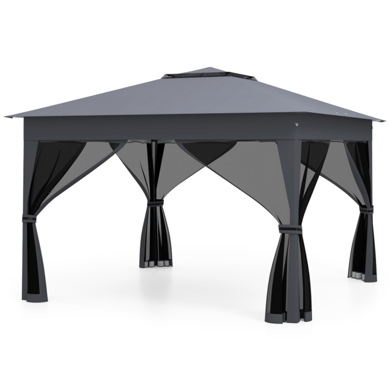 11 x 11ft Grey Portable Pop-Up Canopy Screen House with 4 Mesh Sidewalls and Adjustable Height